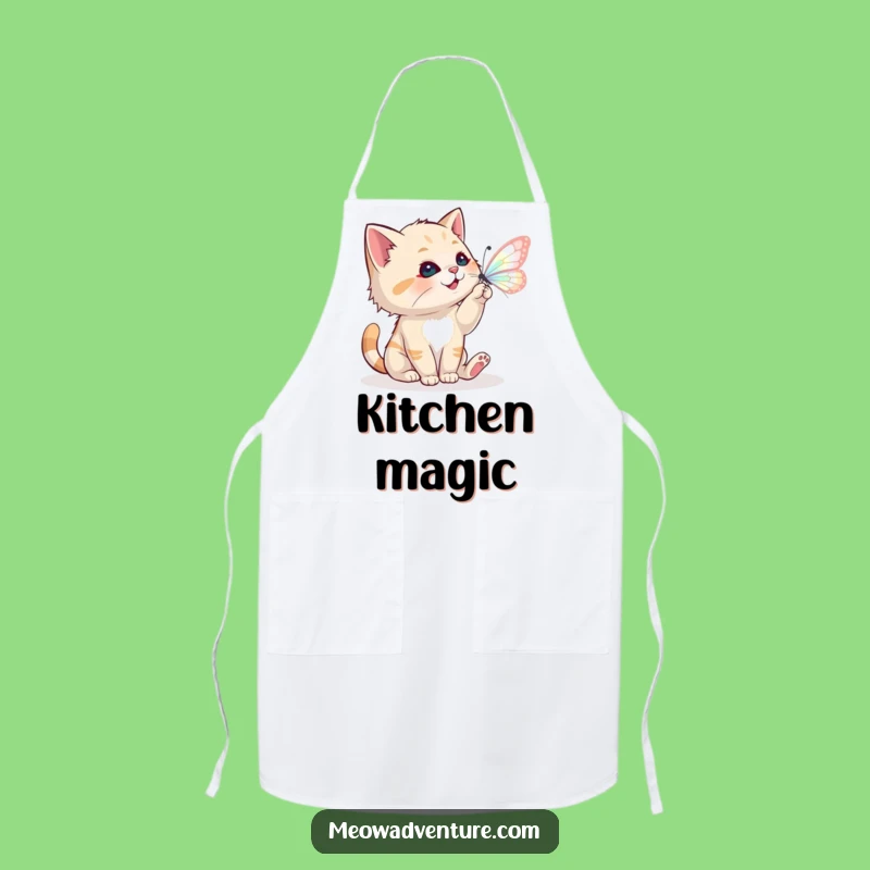 Funny Cat Apron - Magical Kitchen Fun - Whimsical Butterfly Chef Gift