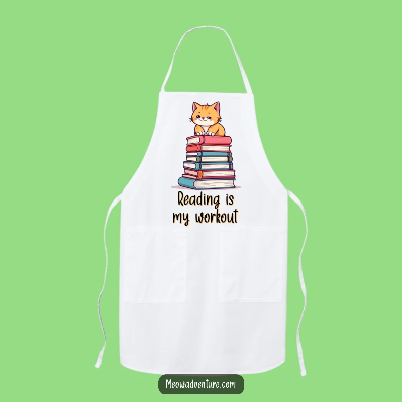 Funny Cat Climbing Books Apron - Culinary Adventure Chef Bib, Hilarious Gift