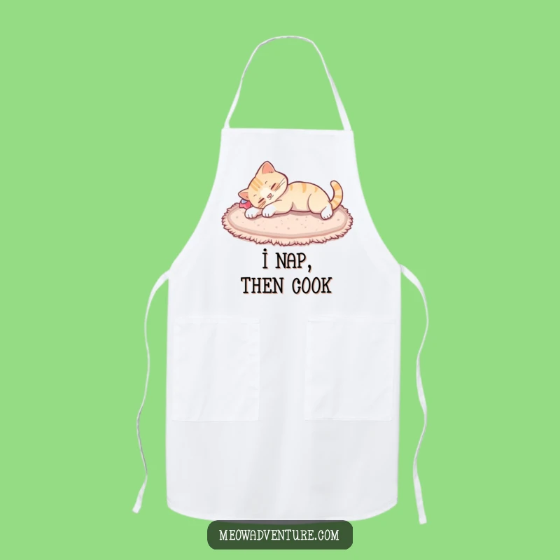 Funny Cat Stretch Apron - Kitchen Comfort with a Relaxed Feline Design, Perfect Gift