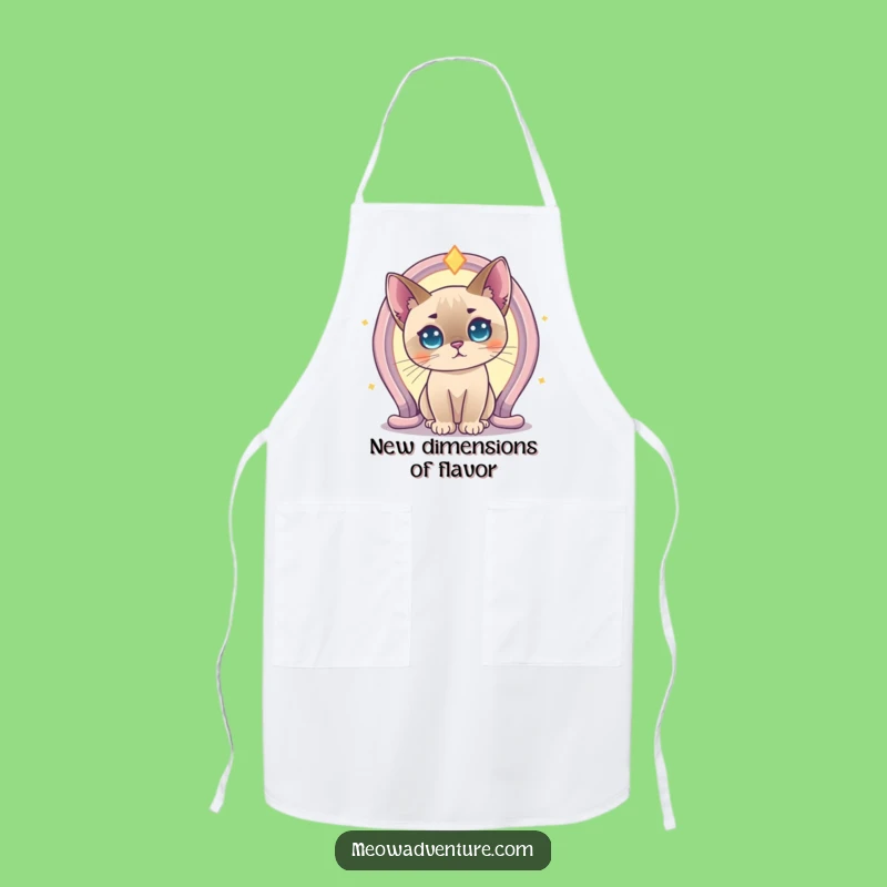 Funny Curious Siamese Cat Portal Apron: Cook with Curiosity and this Magical Design