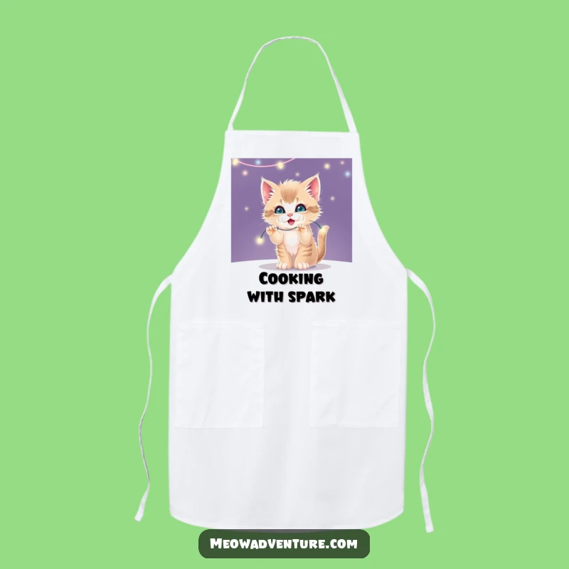 Funny Kitten Fairy Lights Kitchen Apron - Chef Mischief Sparkle Gift