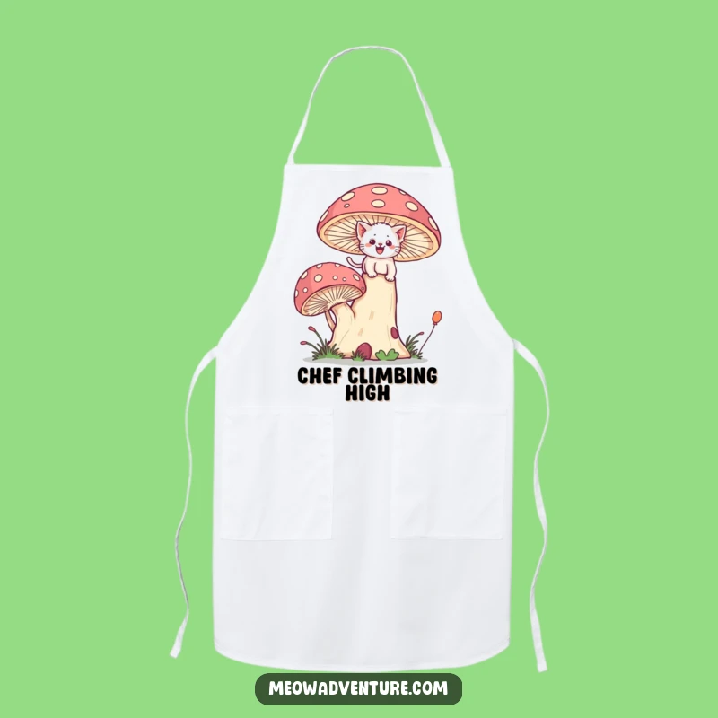 Funny Kitten Mushroom Chef Apron - Joyful Climb Cooking Gift