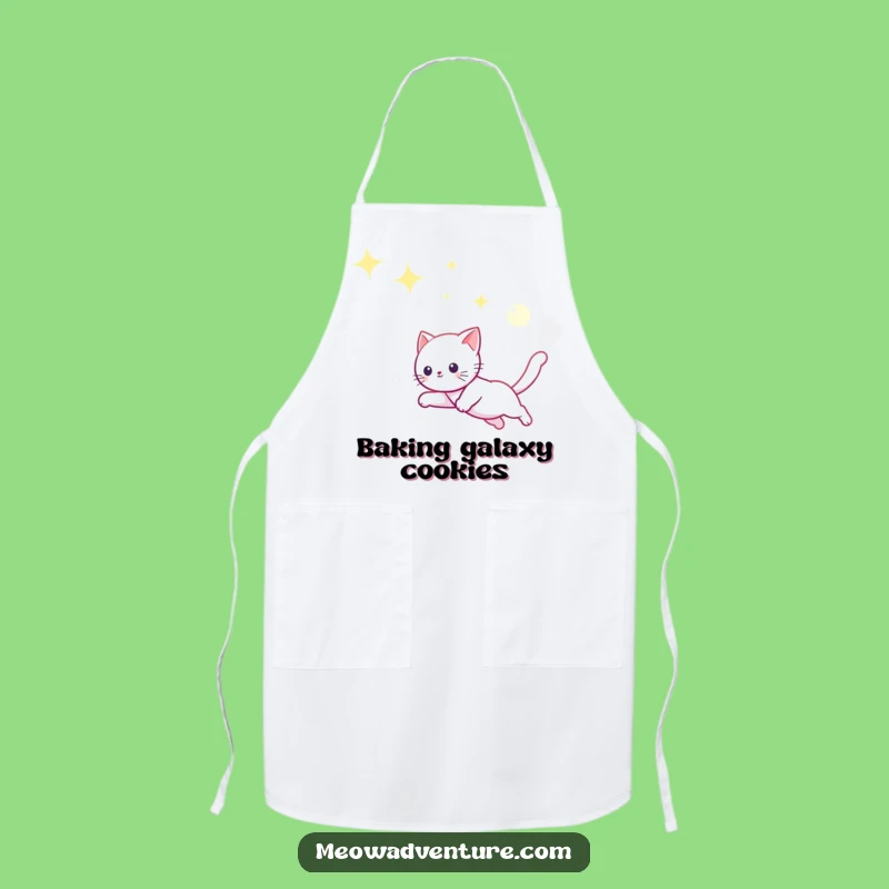 Funny Starry Sky Kitchen Apron - Playful Cat Chef Moonbeam Costume
