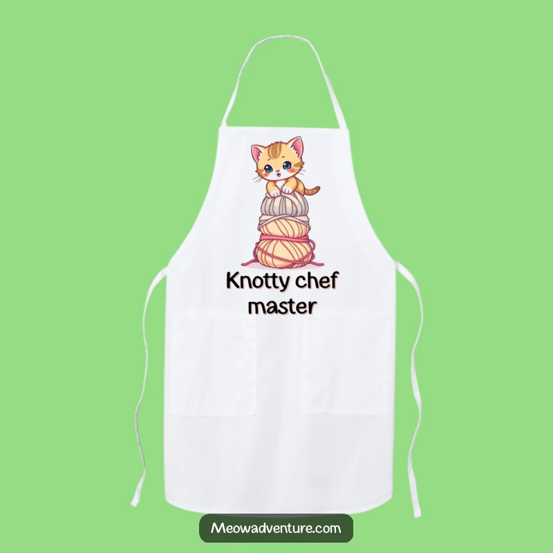 Funny Determined Kitten Yarn Apron: Cook with Courage and this Cute Cat Design
