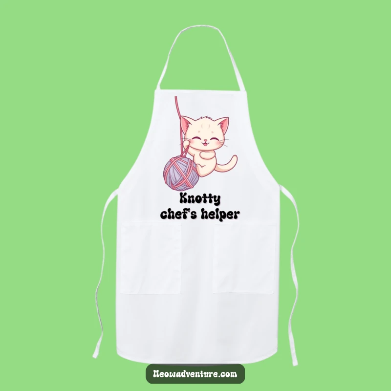 Funny Brave Kitten Apron: Yarn Rappel Kitchen, Hilarious Cooking Gift