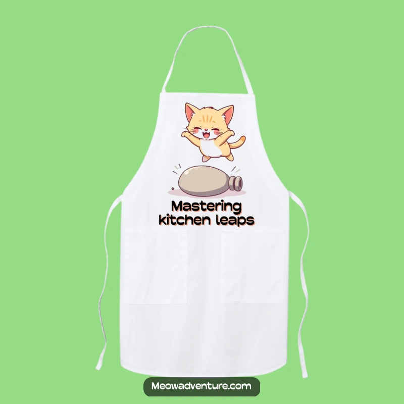 Funny Kitten Apron: Kitchen Fun with a Graceful Leap Design, Great Gift