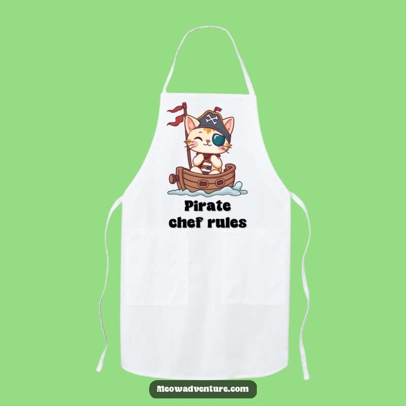 Funny Pirate Cat Apron: Hilarious Sailing Feline Kitchen Wear for a Chef's Delight