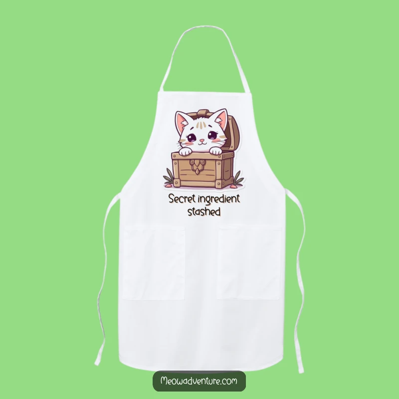 Funny Curious Cat Treasure Chest Apron: Cook Up Some Fun in the Kitchen