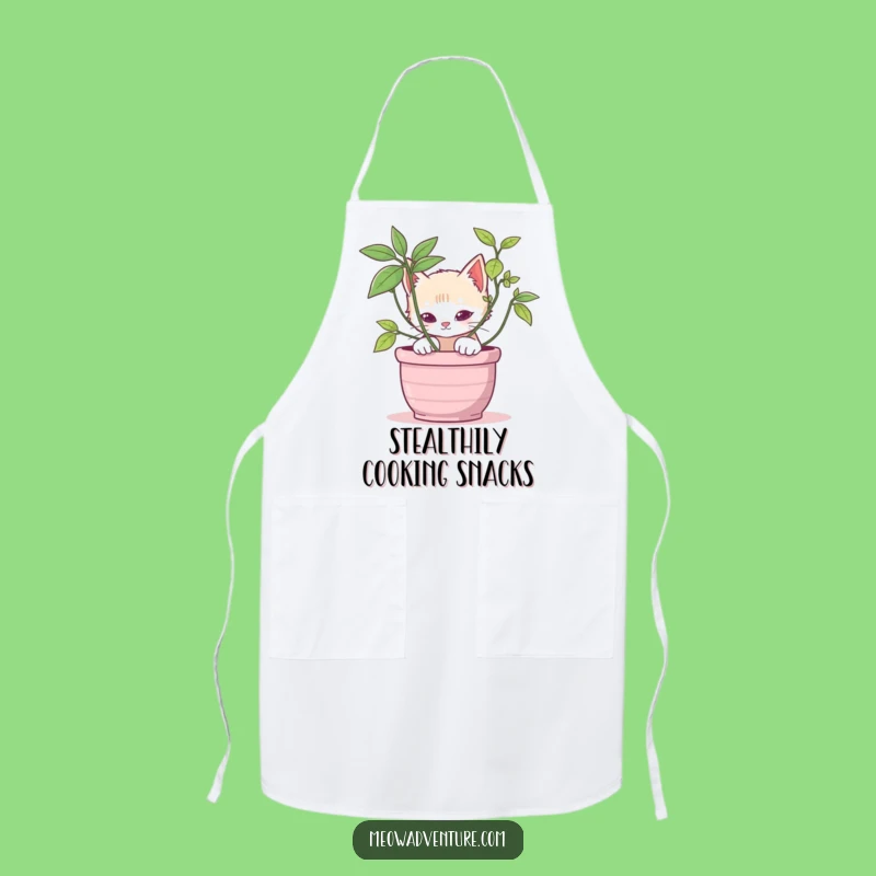 Stealthy Kitten Potted Plant Apron: Playful Kitchen Wear for Curious Cooks