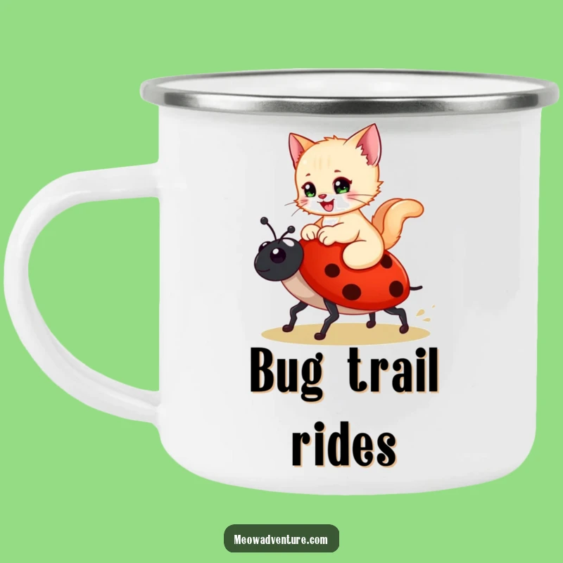 Funny Kitten Ladybug Camping Mug - Whimsical Sips on the Trail