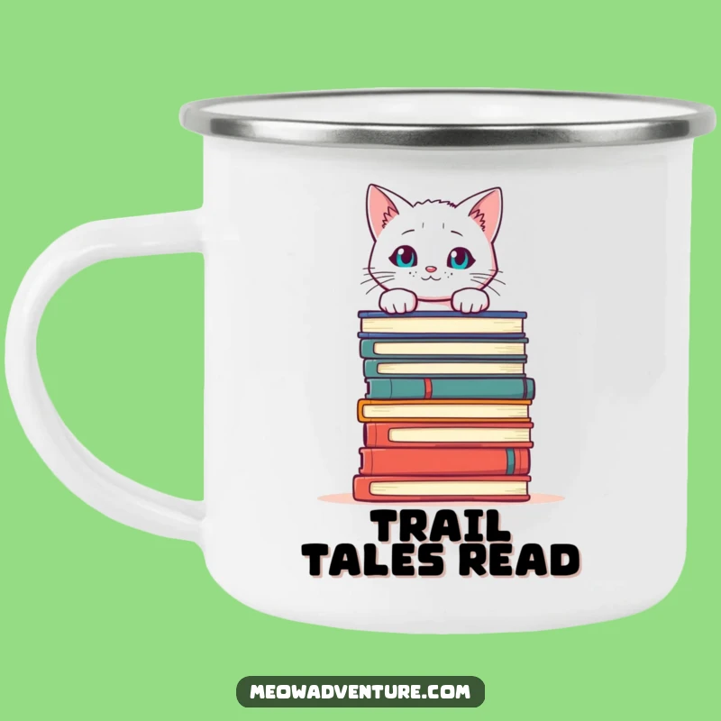 Funny Cat Books Camping Mug: Sip Your Adventure with This Literary Feline Fun