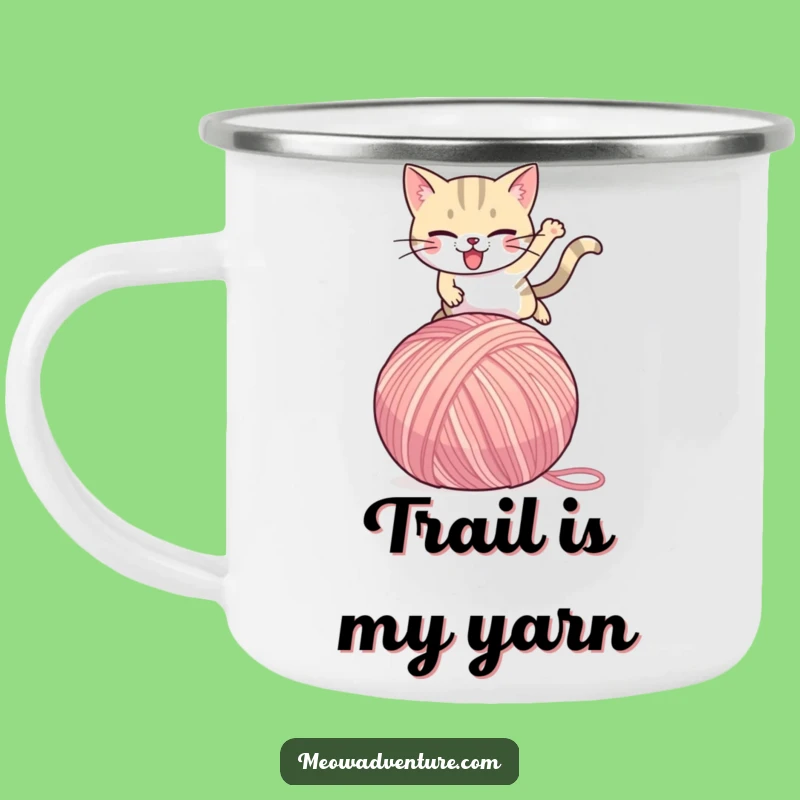 Funny Cat Yarn Ball Camping Mug: Rugged & Hilarious Outdoor Companion