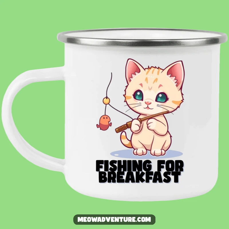 Funny Fishing Kitten Camping Mug: Toy Mouse Catch - Outdoor Funny Gift!