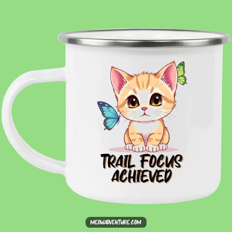 Funny Focused Kitten Camping Mug: Observe Nature - Fun Gift