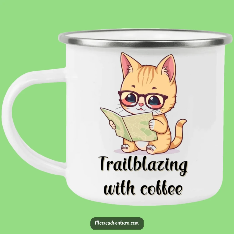 Funny Smart Cat Map Camper Mug - Intellectual Outdoor Sip, Hilarious Navigator Gift