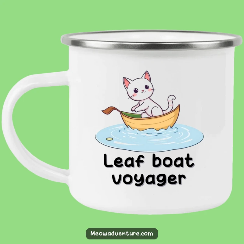 Funny Adventurous Cat Leaf Boat Camping Mug - Fuel Your Expedition!