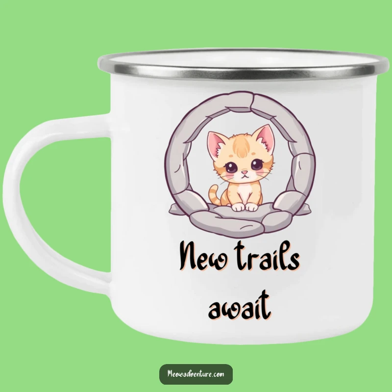 Funny Curious Kitten Camping Mug: Mysterious Sips Outdoors, Whimsical Funny Gift