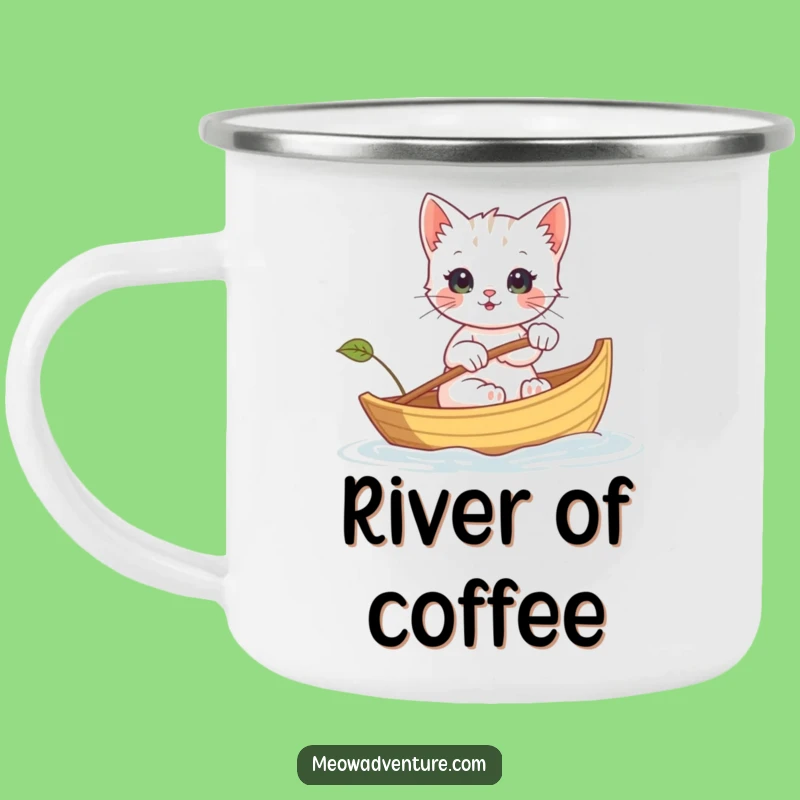 Funny Kitten Boat Camping Mug - Adventure Leaf Row Cup, Gift