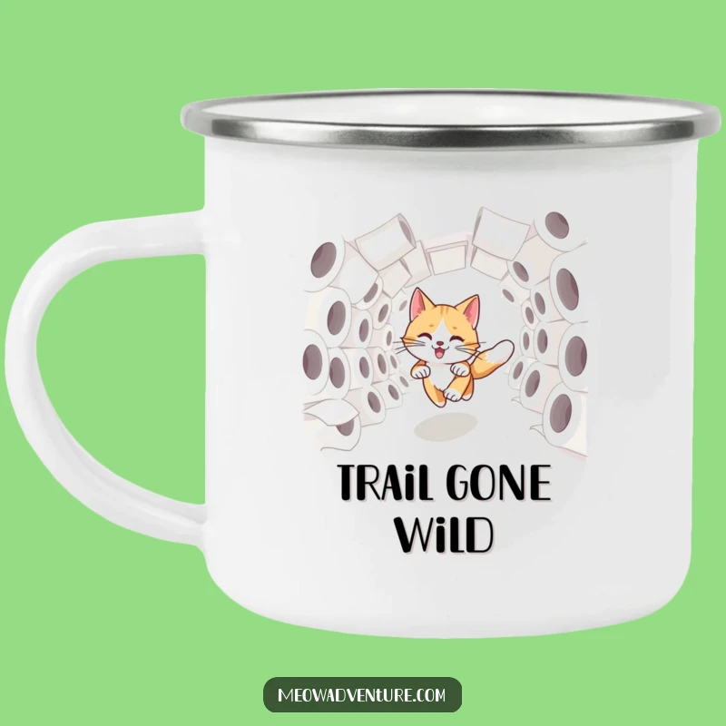 Funny Swift Cat Camping Mug: TP Tunnel Dash - Adventure Humor!