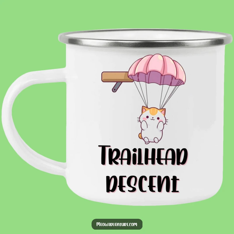 Funny Parachute Cat Camping Mug: Fluffy Friend's Descent - Adventure Funny Gift!