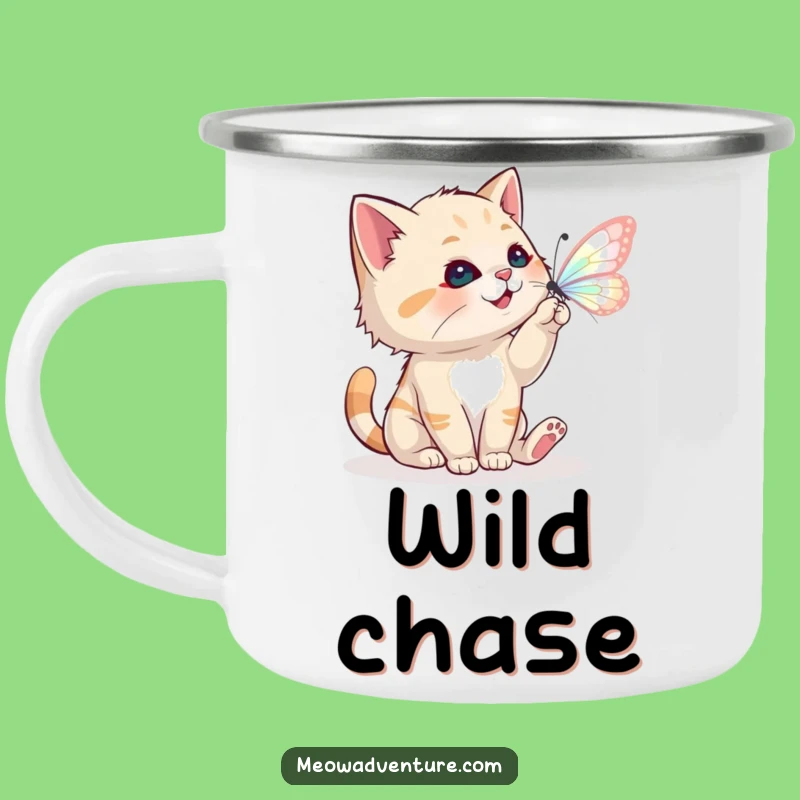 Funny Cat Camping Mug - Magical Chase - Whimsical Outdoor Gift