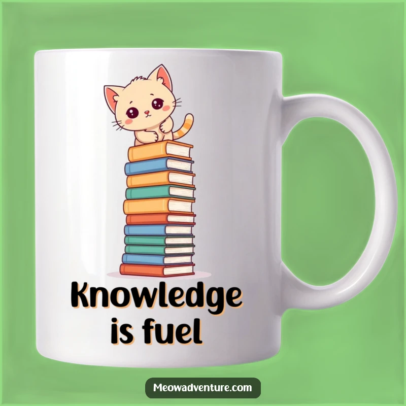 Funny Bookworm Kitten Mug: Hilarious Scholar Cat Climbing Books Gift for Readers