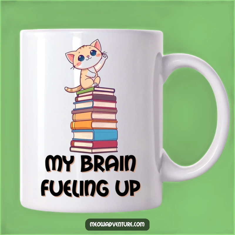 Funny Brave Cat Book Stack Mug: A Hilarious Gift for Bookworms