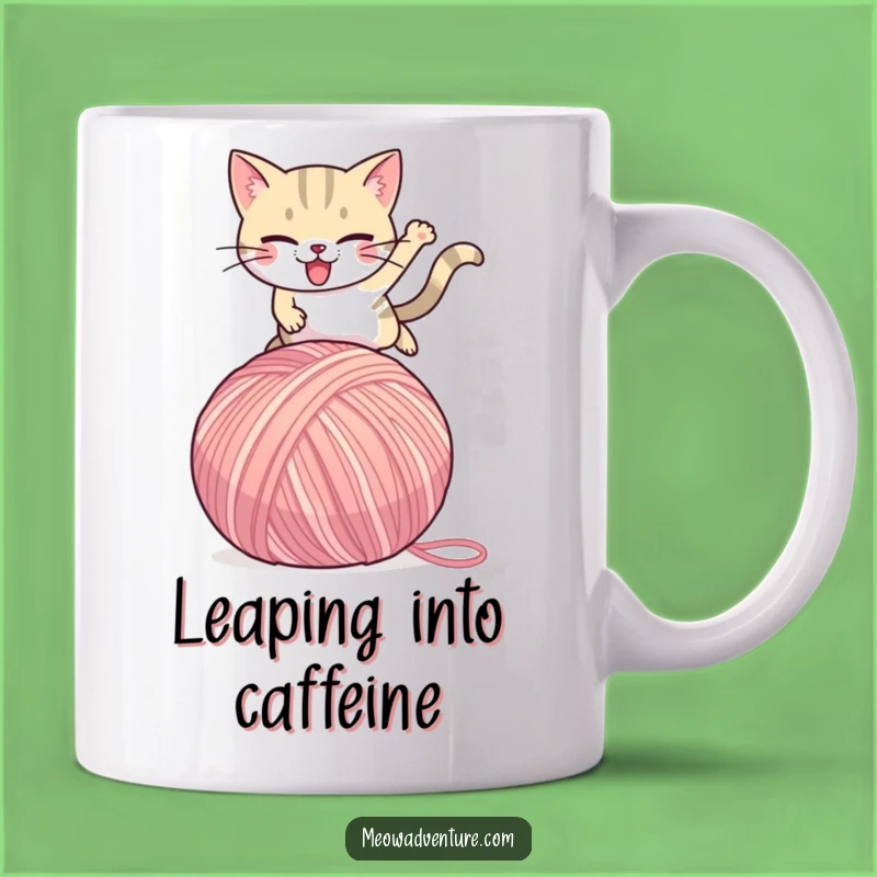 Funny Cat Leaping Yarn Ball Mug: A Hilarious Gift for Cat Lovers