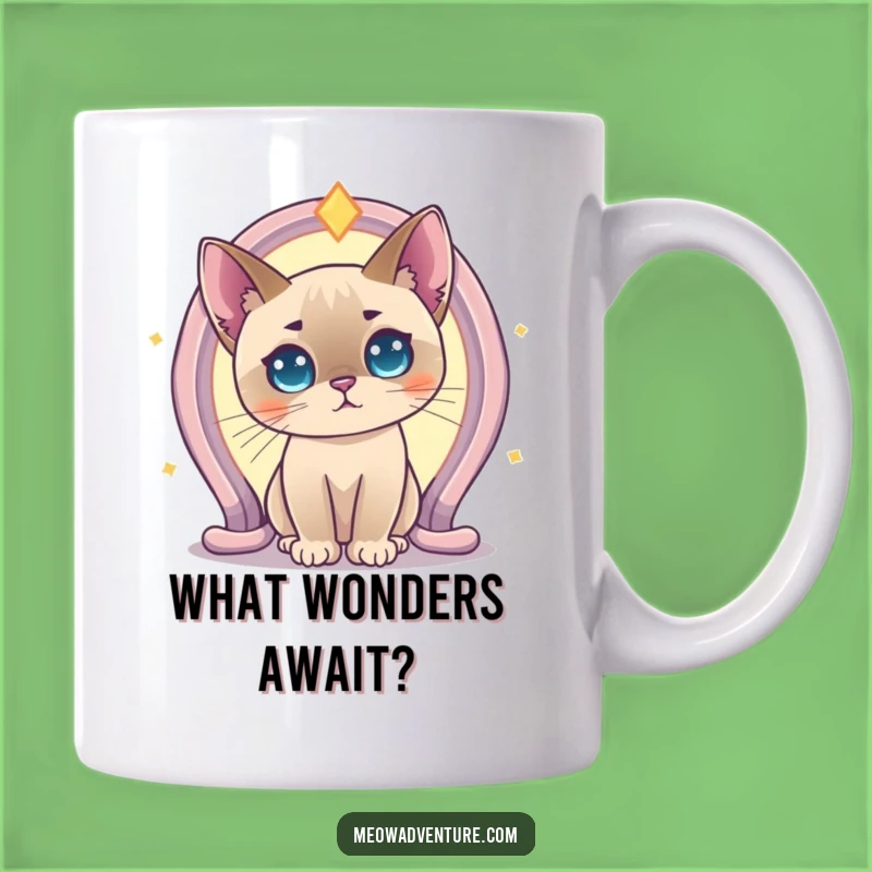 Funny Curious Siamese Cat Portal Mug: Explore the Unknown with this Magical Gift