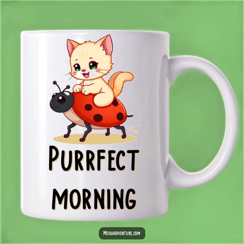 Funny Kitten Ladybug Mug - Whimsical Adventure Gift for Cat Lovers