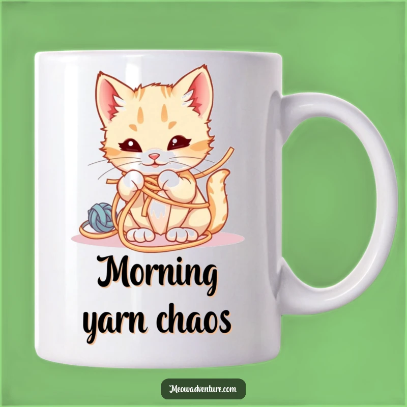 Funny Mischievous Kitten Mug: Yarn Chaos - Hilarious Gift