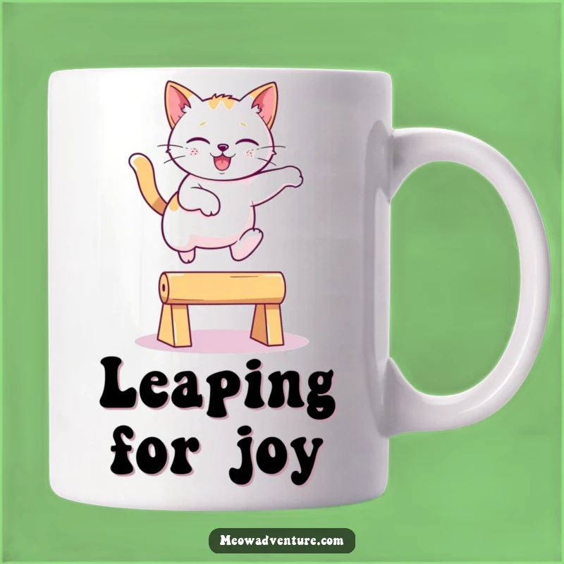 Funny Playful Cat Leaping Mug: Graceful Humor, Perfect Cat Lover Funny Gift