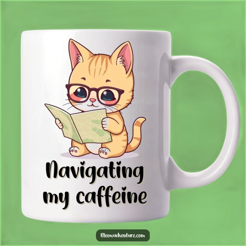 Funny Smart Cat Map Mug - Intellectual Navigator Gift, Hilarious Bookworm Brew