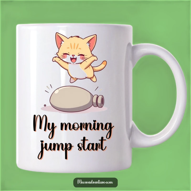 Funny Kitten Leap Mug: A Joyful Cat Jumping Over Obstacles, Perfect Funny Gift