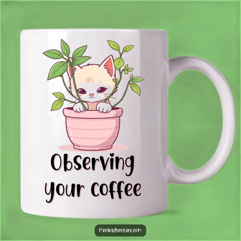 Stealthy Kitten Potted Plant Mug: Funny Gift for Sneaky Cat Lovers