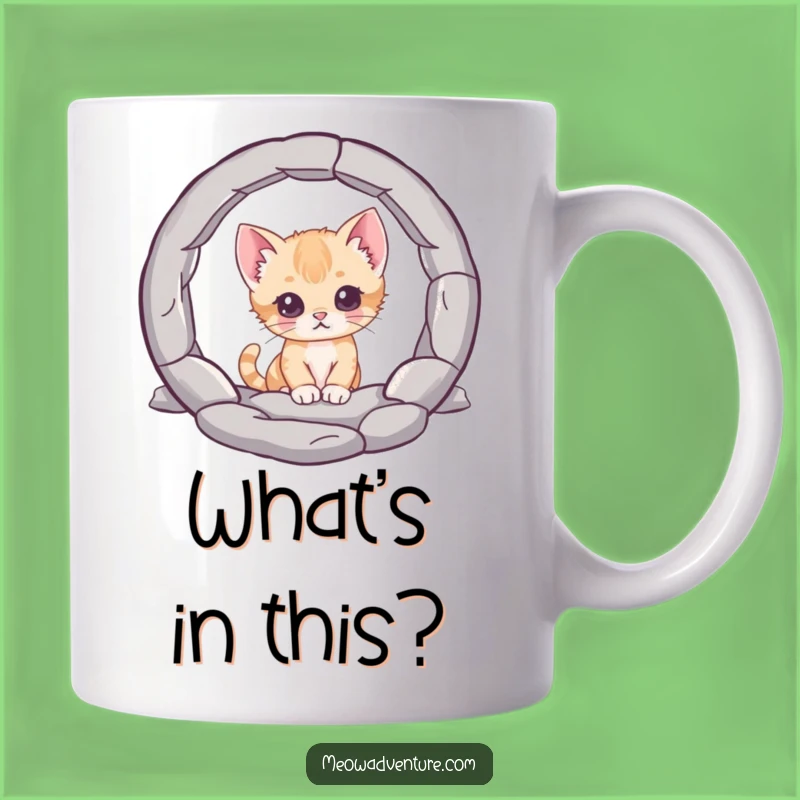 Funny Curious Kitten Mug: Mysterious Portal Peek, Intriguing Funny Gift