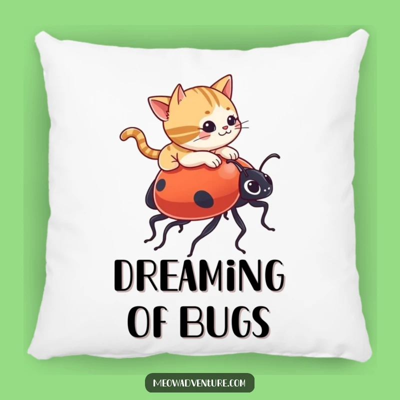 Funny Cat Ladybug Pillow - Cuddle Up with Cute Mischief!