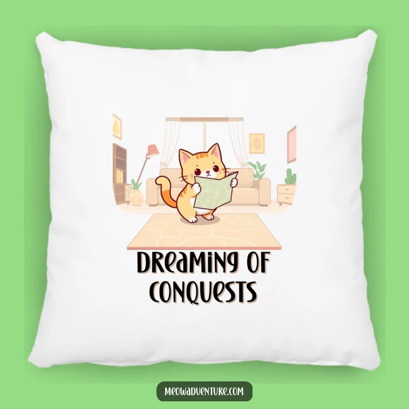Funny Cat Navigator Pillow: Soft Cushion with Map, Perfect Cozy Adventurous Gift