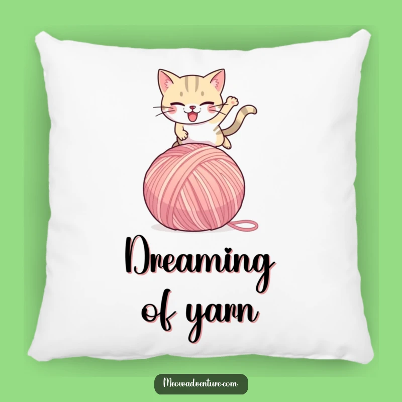 Funny Cat Leaping Yarn Ball Pillow: Cozy & Comedic Home Decor Gift
