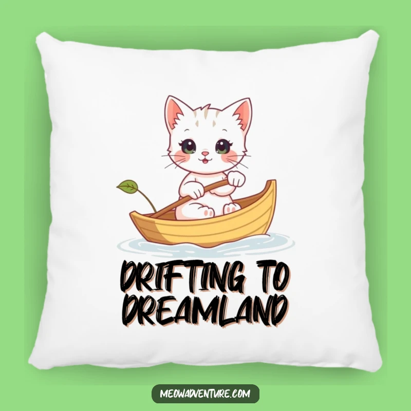 Funny Kitten Boat Pillow - Cozy Leaf Row Cushion, Gift