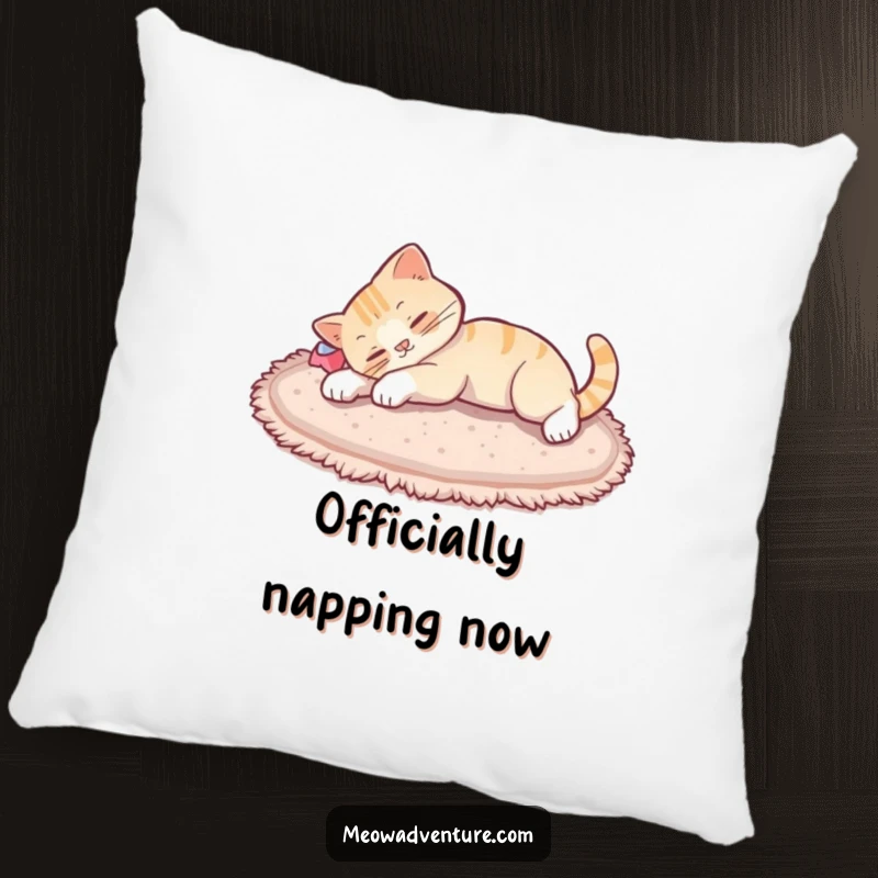 Funny cat stretch pillow, a soft cushion displaying a cat in a full, relaxed stretch after a nap, adding cozy humor to any room.