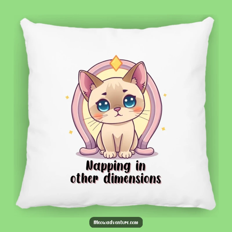 Funny Curious Siamese Cat Portal Pillow: Cozy Up with this Magical Feline Friend