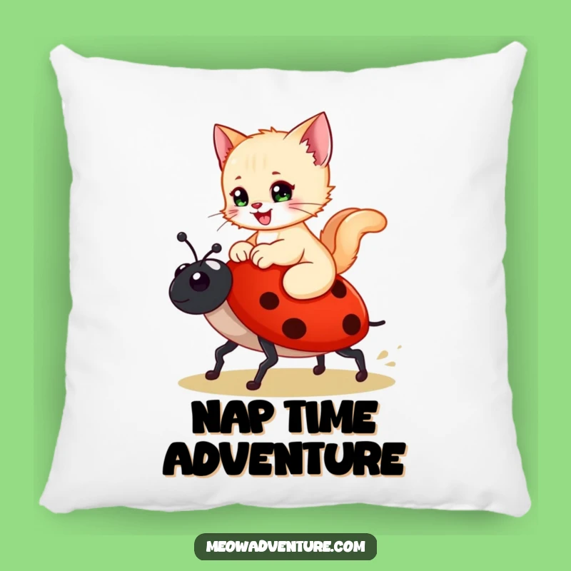 Funny Kitten Ladybug Pillow - Cozy Comfort for Whimsical Dreams
