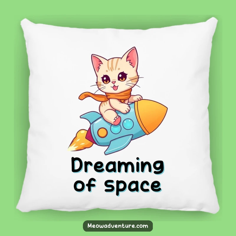 Funny Kitten Rocket Pillow: Cozy Up with Your Space Explorer