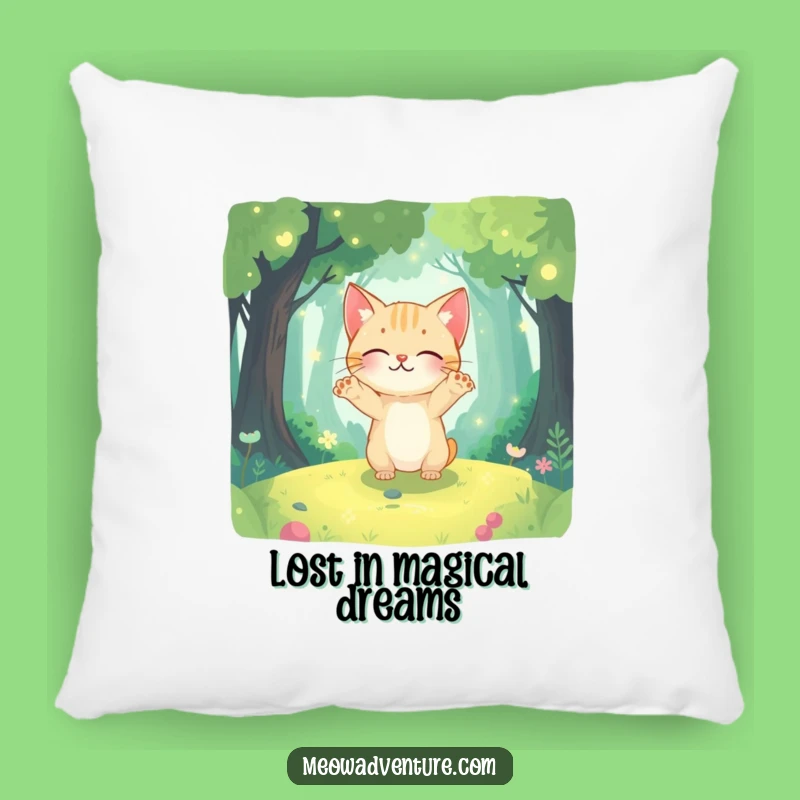 Funny Magical Forest Cat Pillow - Cozy & Curious Comfort Gift