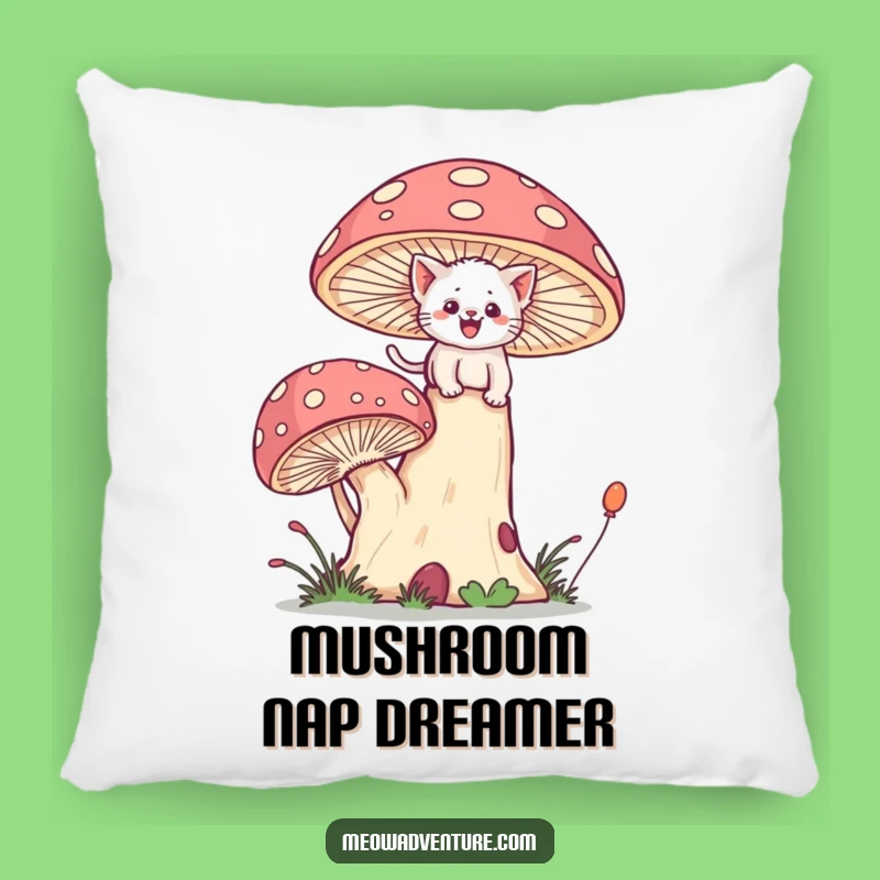 Funny Kitten Mushroom Pillow - Cozy Joyful Climb Comfort Gift