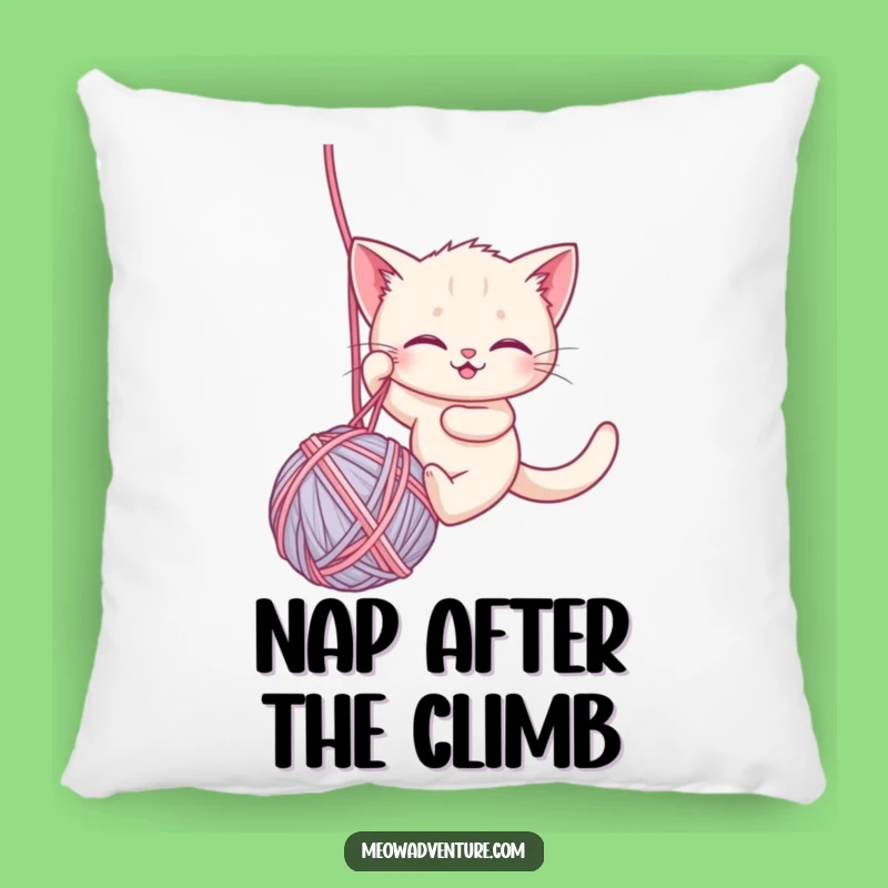 Funny Brave Kitten Pillow: Yarn Rappel Cushion, Perfect Humorous Gift