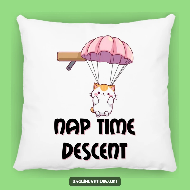 Funny Parachute Cat Pillow: Fluffy Friend's Gentle Descent - Cozy Funny Gift!