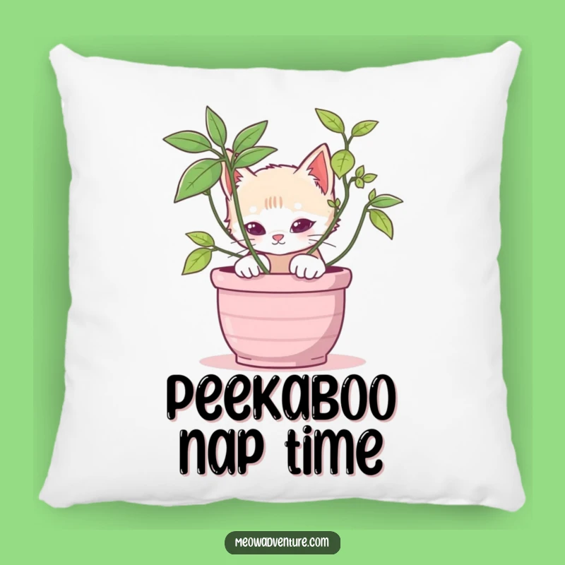 Stealthy Kitten Potted Plant Pillow: Soft Comfort for Playful Decor