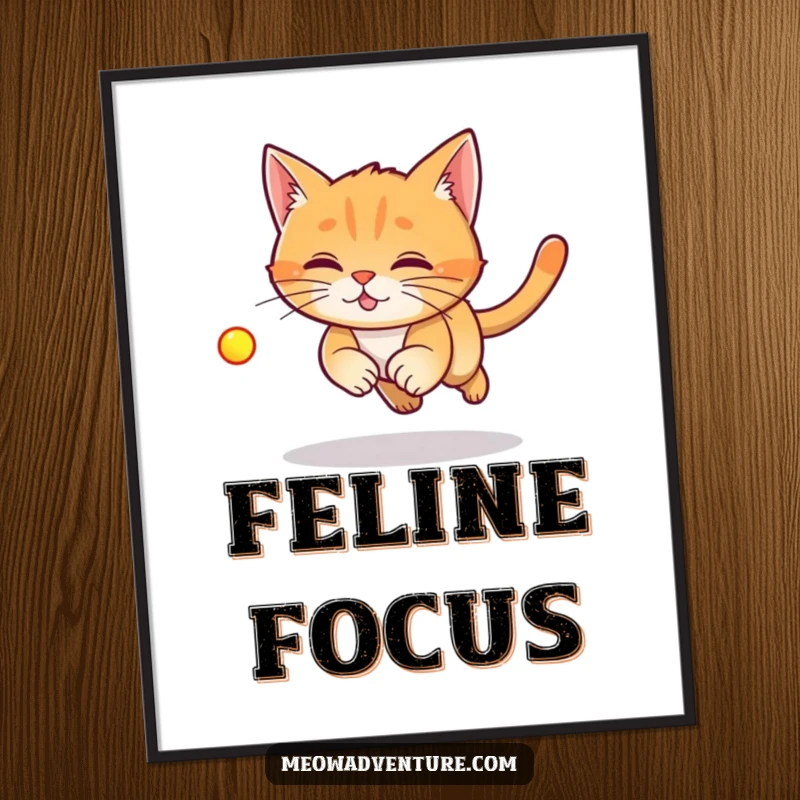 Funny Laser Cat Digital Art Print of a ginger cat chasing a laser dot, ready to add instant playful energy and humor.